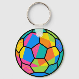 Llavero Arte de Balón de Fútbol Geométrico Pop Art