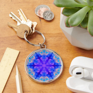 Llavero Arte De Burbujas De Color Azul Y Rosa