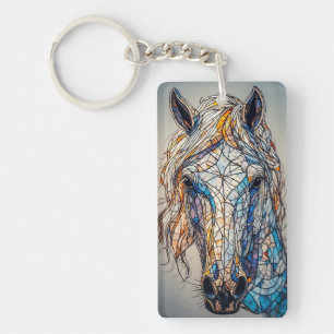 Llavero Arte de Caballo en Mosaico de Vidrio Emplomado