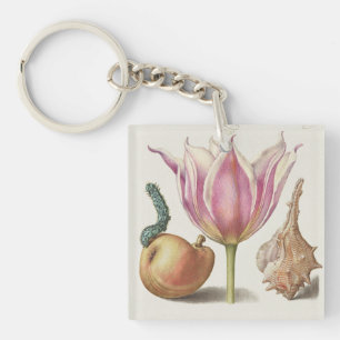 Llavero Arte de Caligrafía del Renacimiento Flor de Tulipá