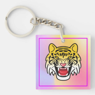 Llavero Arte de Cara de Tigre Sonriente-21876