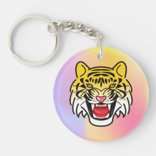 Llavero Arte de Cara de Tigre Sonriente-21876