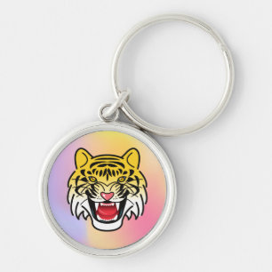 Llavero Arte de Cara de Tigre Sonriente-21876