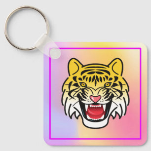 Llavero Arte de Cara de Tigre Sonriente-21876