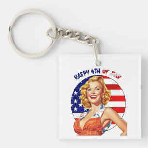 Llavero Arte de chica pin-up retro americano