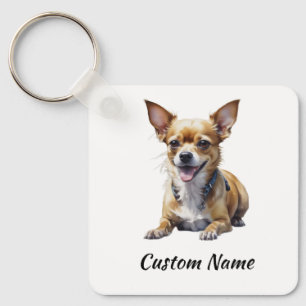 Llavero Arte de Chihuahua Lindo Personalizado Amante de Pe