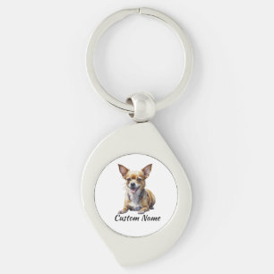 Llavero Arte de Chihuahua personalizado y lindo para amant
