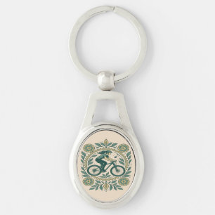 Llavero Arte de ciclismo femenino inspirado en la naturale