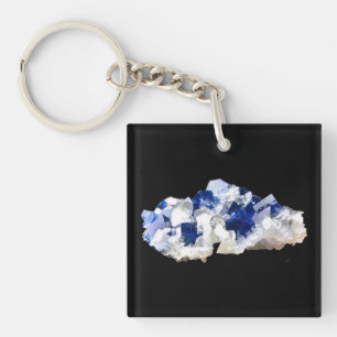 Llavero Arte de Cristal de Fluorita Azul Profundo Transpar