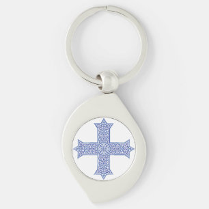 Llavero Arte de Cruz Copta Azul Lapis Premium