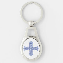 Llavero Arte de Cruz Copta Azul Lapis Premium
