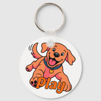 Llavero Arte de dibujos animados de cachorro juguetón lind