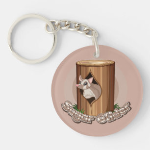 Llavero Arte de dibujos animados de Sugar Glider lindo en 