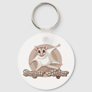 Llavero Arte de dibujos animados de sugar glider planeando