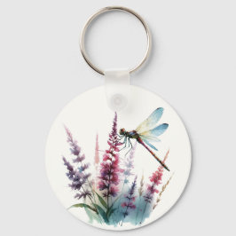 Llavero Arte de dragona acuarela flor silvestre púrpura na