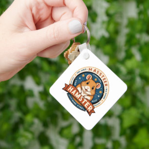 Llavero Arte de Emblema de Anillos de Hámster Retro