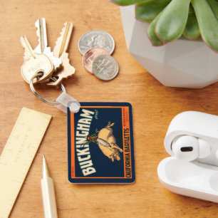 Llavero Arte de etiqueta de caja de frutas vintage Cowboy 