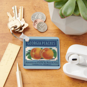 Llavero Arte de etiqueta de caja de frutas vintage, meloco