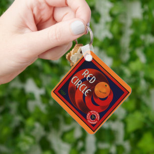 Llavero Arte de etiqueta de caja de frutas vintage naranja