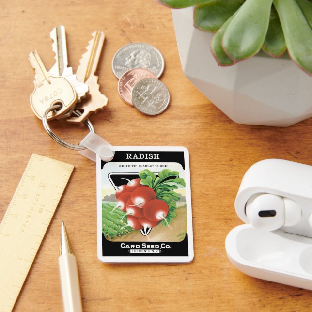 Llavero Arte de etiqueta de paquete de semillas antiguas,  (Escritorio )