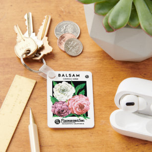 Llavero Arte de etiqueta de paquete de semillas vintage, f