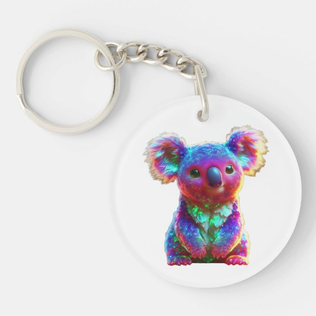 Llavero Arte de fantasía de koala arcoíris (Frente)