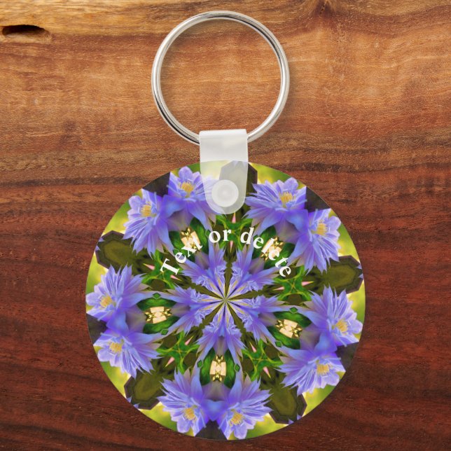 Llavero Arte de flores Clematis Kaleidoscope Personalizado (Anverso)