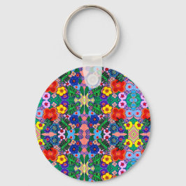Llavero Arte de flores luminosas abstractas