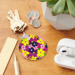 Llavero Arte de flores luminosas abstractas