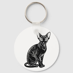 Llavero Arte de gato Sphynx oscuro: diseño minimalista mis