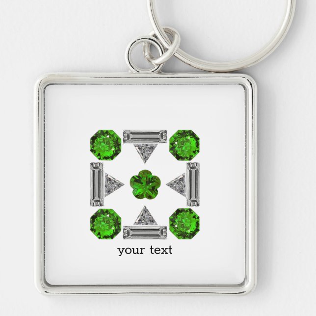 Llavero Arte de Gemstone de Diamantes de Esmeralda, Verde (Frente)