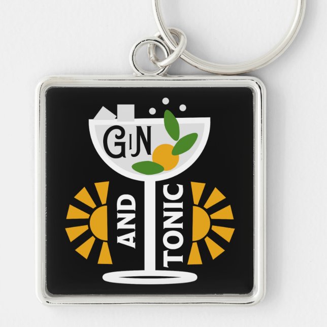 Llavero Arte de Gin Tonic Vintage (Frente)