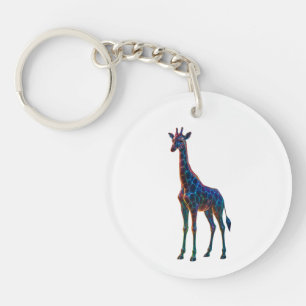 Llavero Arte de Giraffe en vidrio arco iris