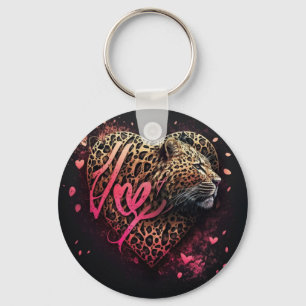 Llavero Arte de grafiti de amor de corazón de leopardo