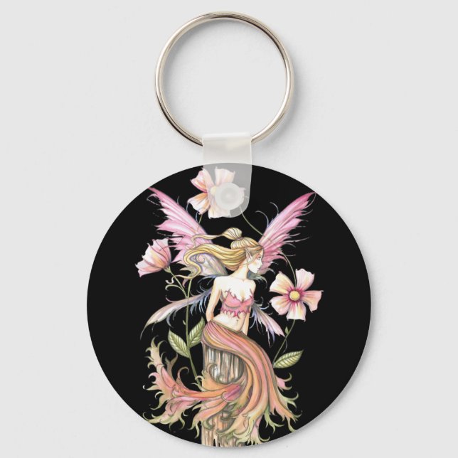 Llavero Arte de Hada de Flor Rosa (Anverso)