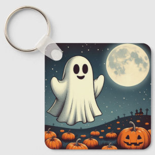 Llavero Arte de halloween con fantasmas y calabazas