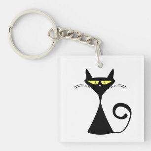 Llavero Arte de Halloween de Gato Negro Místico