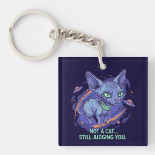 Llavero Arte de humor de gato Sphynx alienígena