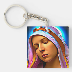 Llavero Arte de IA de la bendita Virgen María