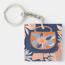 Llavero Arte de IA de Naranja Azul Tropical