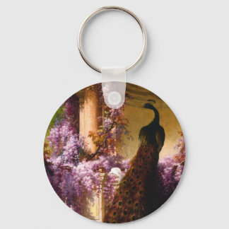 Llavero Arte de jardín de pavo real vintage | Wisteria rom