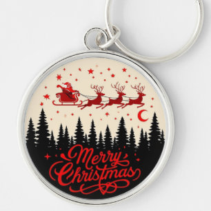 Llavero Arte de la escena navideña de Santa Claus Sleigh M