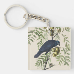 Llavero Arte de la naturaleza del cuervo americano Audubon