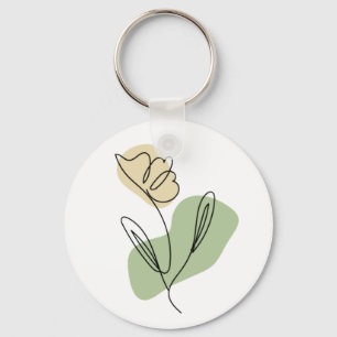 Llavero Arte de línea de flores