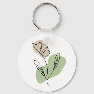 Llavero Arte de línea de flores
