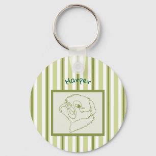Llavero Arte de línea de pug personalizable