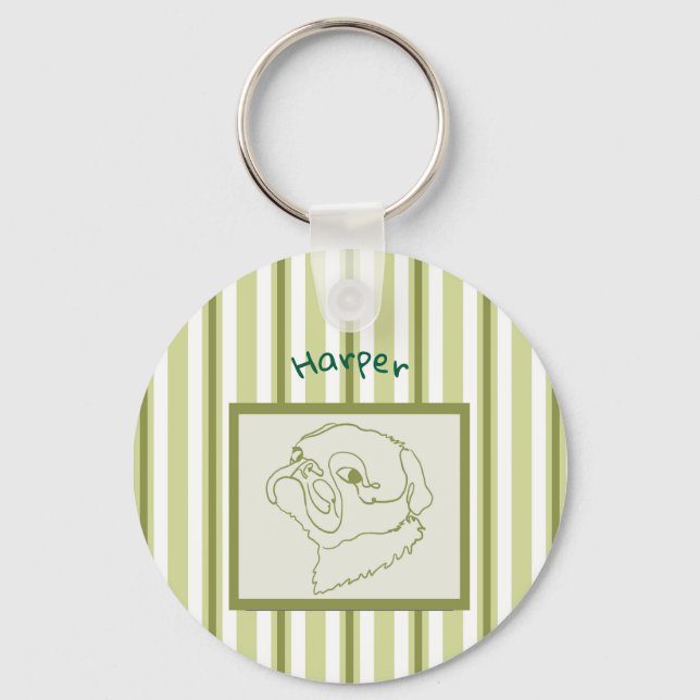 Llavero Arte de línea de pug personalizable (Anverso)