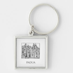 Llavero Arte de línea del paisaje urbano medieval minimali