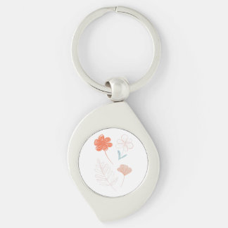 Llavero Arte de línea floral minimalista