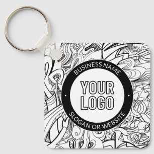 Llavero Arte de línea moderna y su logotipo con texto edit